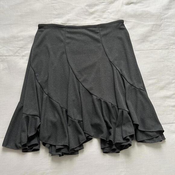 MKM vintage Grey ruffle skirt with stretchy waistband and flared hem Size medium - Picture 1 of 6